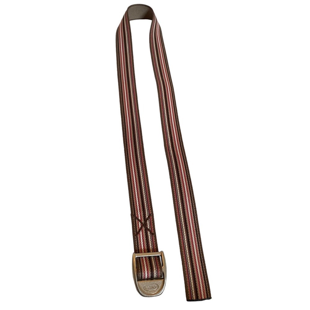 Chaco Unisex Canvas Nylon Webbing Belt Sz L Adjustable Brown Multi Stripe - Picture 3 of 7